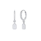 Pair of 925 Sterling Silver Crescent Moon Pendant Dangle Minimal Hoop Earrings